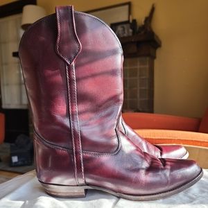 Frye Women's Vintage Cowgirl Boots Burgundy Leather 8.5